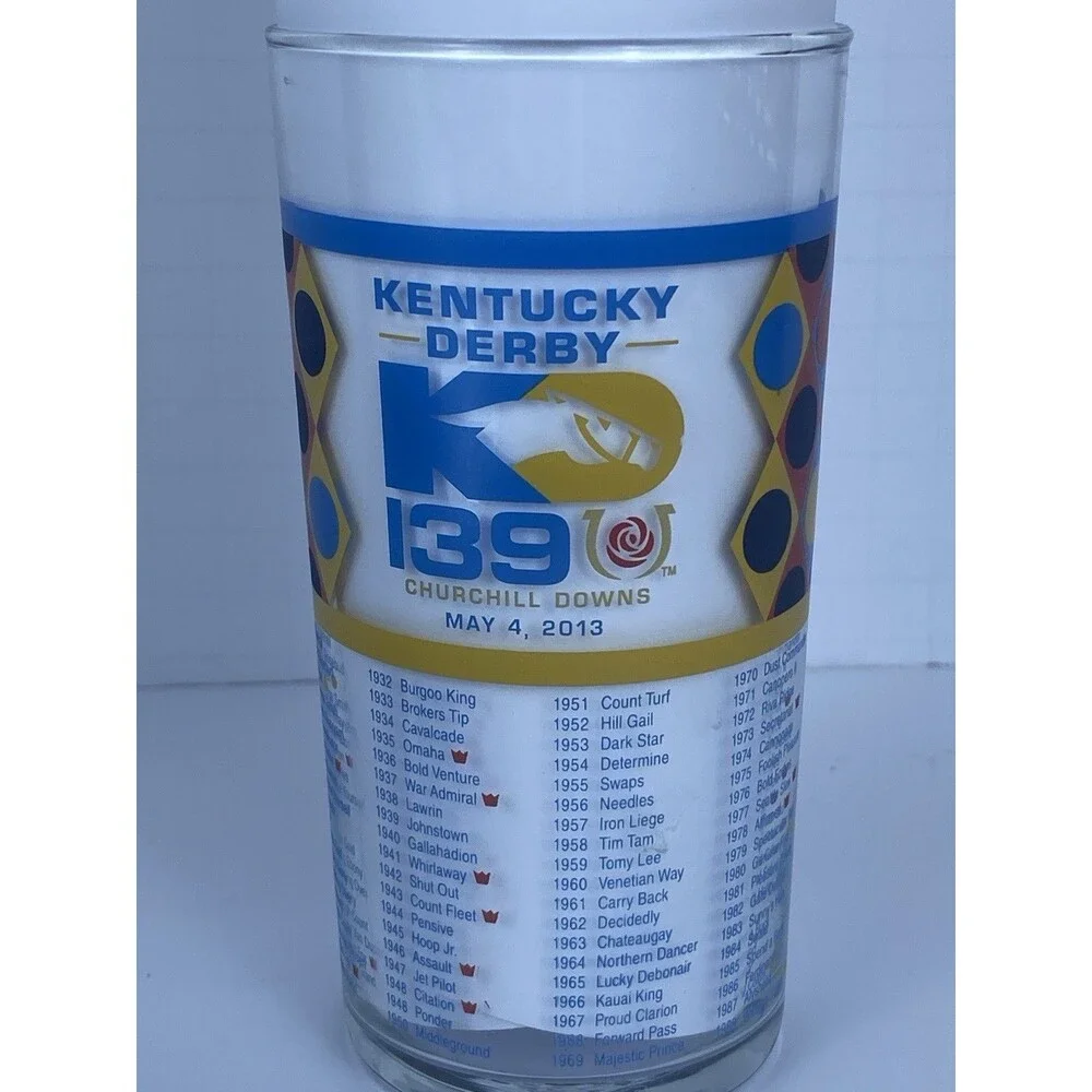 Kentucky Derby 139th Souvenir Glass Churchill Downs Horse Racing Cup Geometric